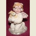 SNOW ANGEL FIGURINE HOLDING RABBIT