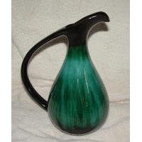 Beautiful TEAL and BLACK Glazed Pottery Water Jug