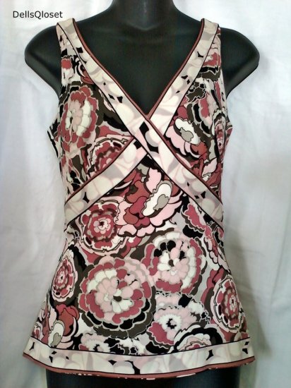 ****SOLD***ELIE TAHARI Pink Floral Silk Top - Size Medium