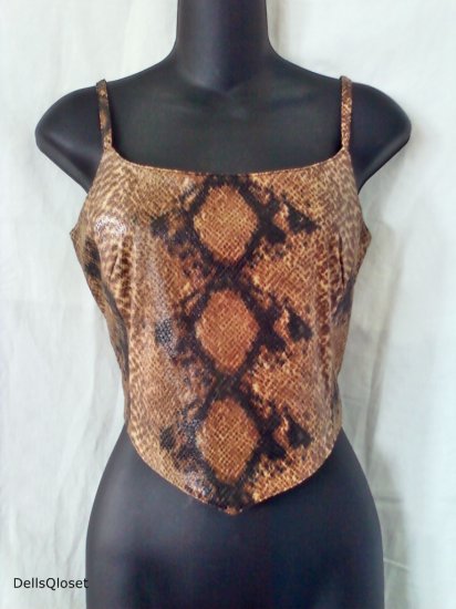 BEDO Brown & Black Python Snake Print Crop Top - Size 7