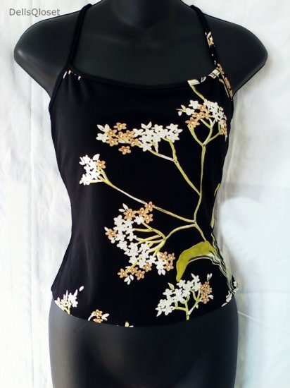 ***SOLD***BCBG MAX AZRIA COLLECTION Black Floral Cami Top - Size XS