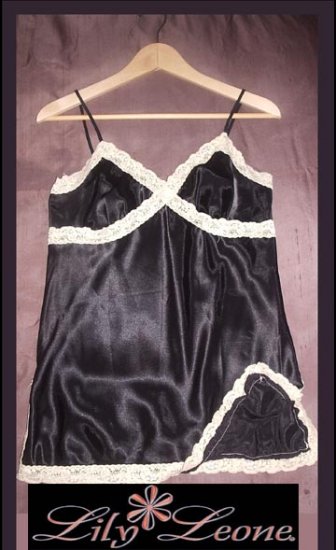Black satin and Ivory lace cami tank