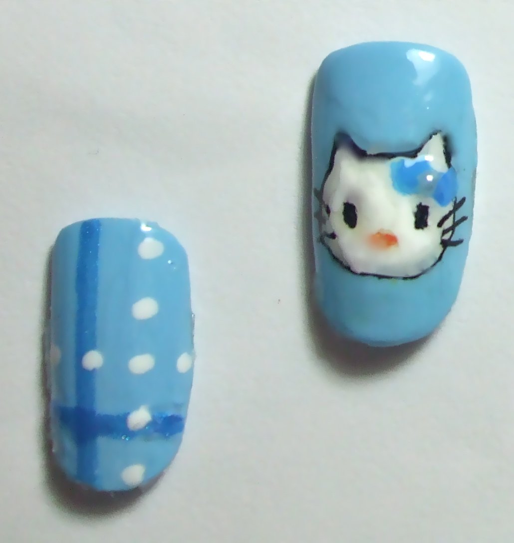 Hello Kitty Nails in Soft Blue Sky