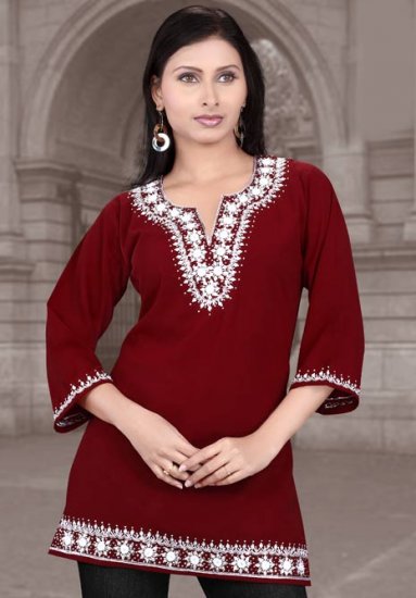 Scoop Neck cotton embroidery work Tunic/Top