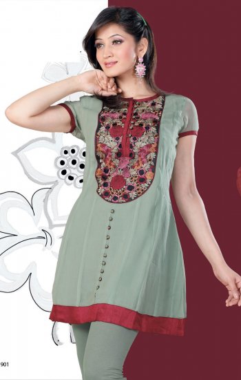 Multi Color Embroidered Georgette fabric with cab sleeve Tunic/top