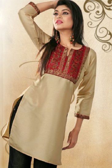 Lightweight silk fabrics Embroidered Tunic /Top