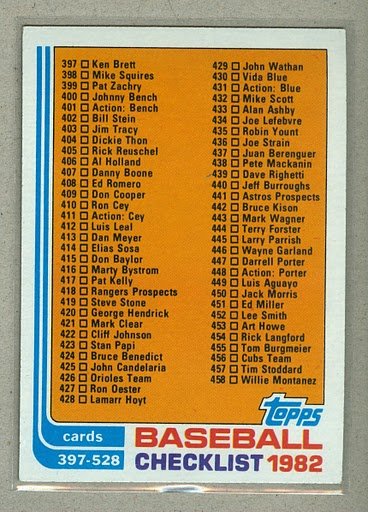 1982 Topps Baseball #491 Checklist 397-528 Pack Fresh