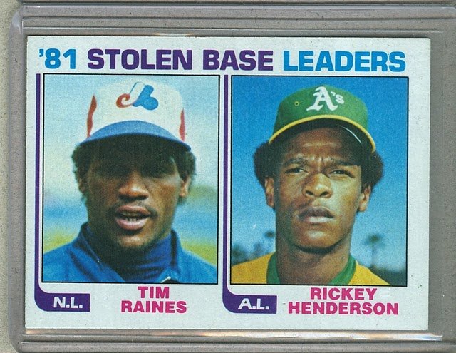 1982 Topps Baseball #164 Raines/Henderson Stolen Base Leaders Pack Fresh