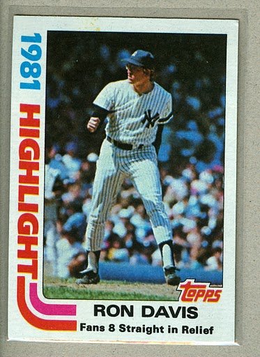 1982 Topps Baseball #2 Ron DavisYankees Pack Fresh
