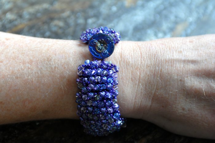 Sparkling Swarovski Cuff Bracelet with Gorgeous Button