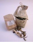 Bath salts in hanging basket.