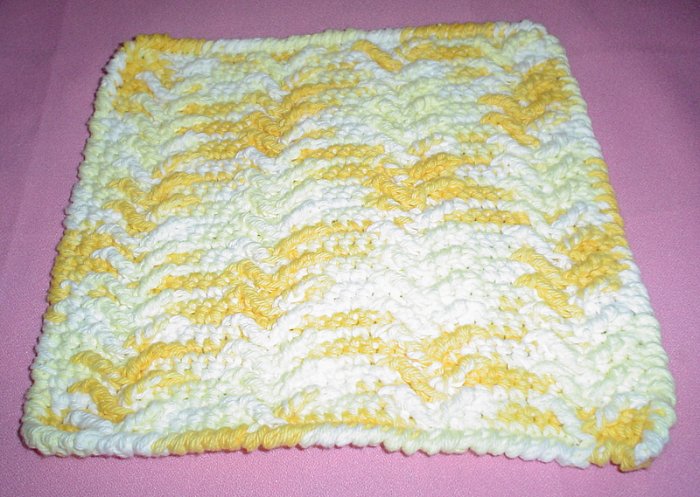 Yellow and White Crocheted Dishcloth