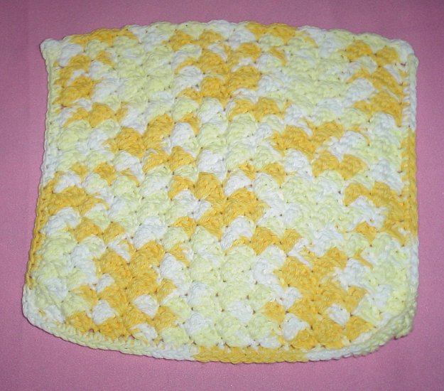 Yellow and White Crocheted Dishcloth
