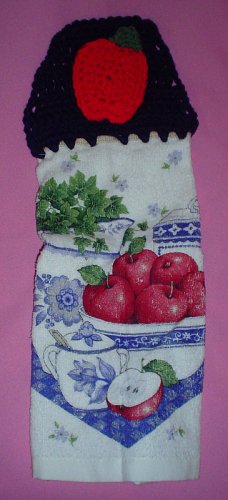 Crocheted Hanging Buttonless Specialty Dishtowel Apples