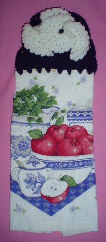Crocheted Hanging Buttonless Dishtowel Apple