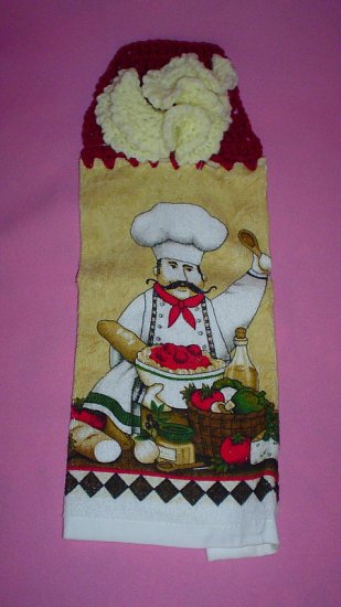 Crocheted Hanging Buttonless Dishtowel Italian