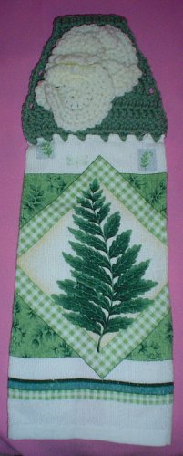 Crocheted Hanging Buttonless Dishtowel Fern