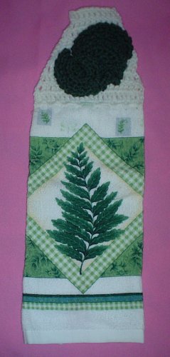 Crocheted Hanging Buttonless Dishtowel Fern