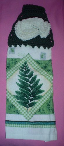 Crocheted Hanging Buttonless Dishtowel Fern