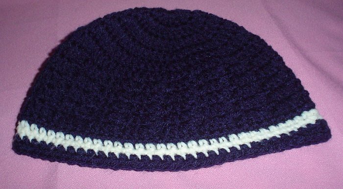 Boys Navy with White Stripe Beanie Hat