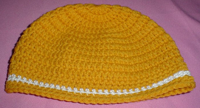 Boys Mustard with White Stripe Beanie Hat