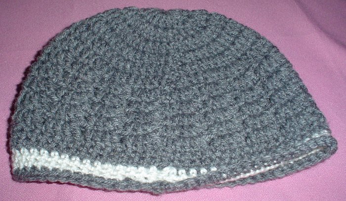 Boys Grey with White Stripe Beanie Hat