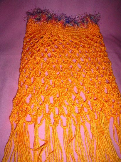 Lacey Orange Poncho for Girl with fur