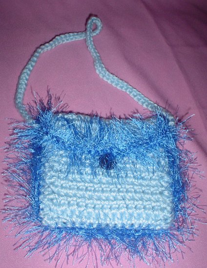 Coin Purse Light Blue with fur