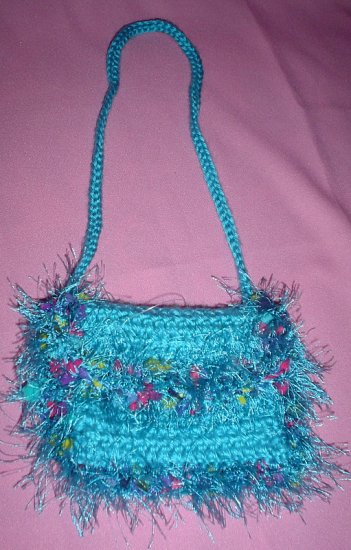 Coin Purse Teal with fur