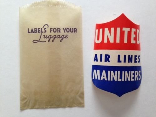 AMERICAN AIRLINES Luggage Sticker Still in Glassine Envelope w/ Gummed Back 1950