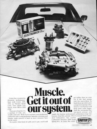 Vintage CARTER PERFORMANCE Racing Hot Rod Systems 1973 Advertisement +FREE Ad!