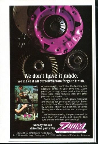 Vintage ZOOM Clutches Gears Flywheels 1973 Advertisement +Bonus Ad FREE!