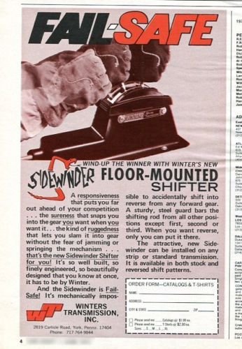 Vintage SIDEWINDER Winters Transmission 1973 Advertisement +Bonus Ad FREE!