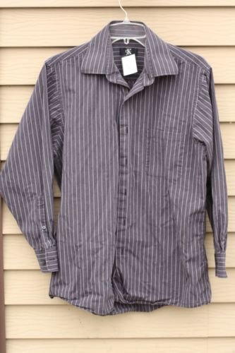 Men's CALVIN KLEIN Medium Dark Grey and Black striped 15.5 (32/33) Shirt