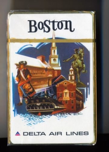 Vintage 1960s Delta Air Lines Playing Cards Pack BOSTON *sealed*