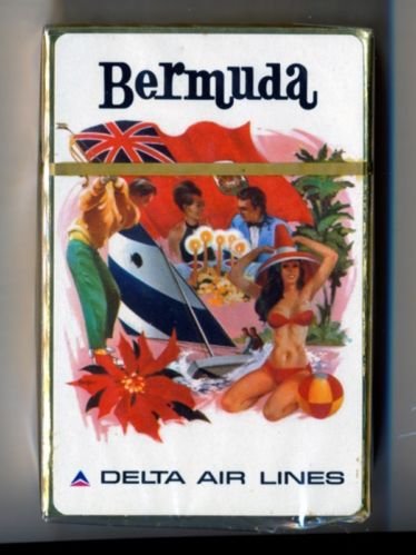 Vintage 1960s Delta Air Lines Playing Cards Pack BERMUDA *sealed*