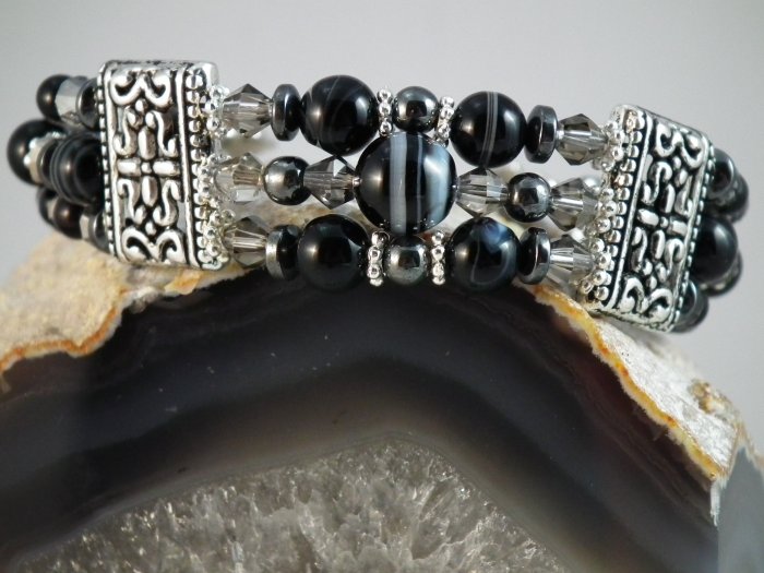 ***SOLD*** Banded Onyx and Hematite Bracelet