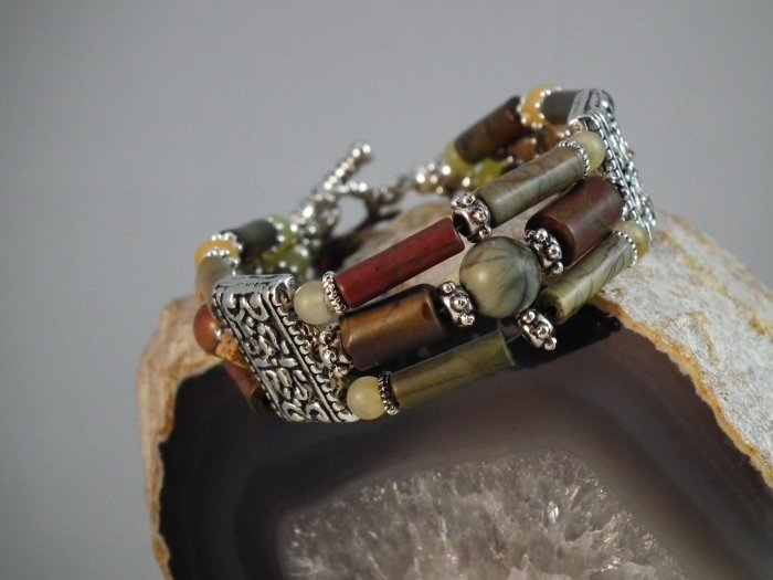 Jasper and Jade Triple Bracelet