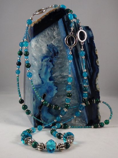 Blue Jade and Australian Jasper Necklace