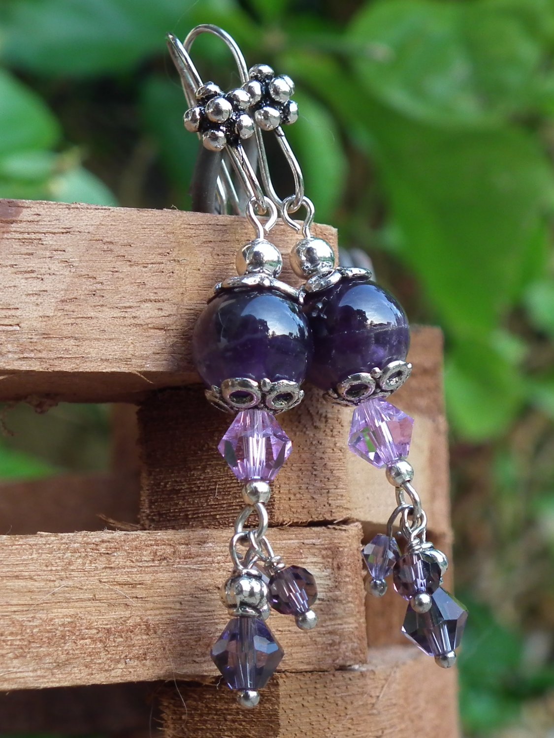 ***SOLD*** Amethyst & Swarovski Crystals Earrings