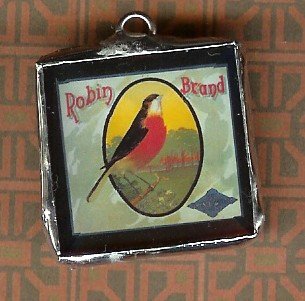 Glass Charm Antique Bird Packing Label