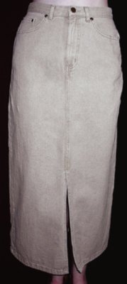 Classic EDDIE BAUER Tan Denim Longer SKIRT sz 5 GREAT!
