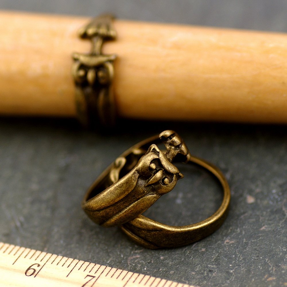 Cute Owl Vintaged Bronze Bird Ring Accessorize d02