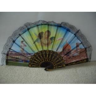 ANGEL SPANISH EMBROIDERY HAND FAN W/LACE