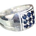 MTristaN Mens Sapphire and Pure Sterling Silver Ring