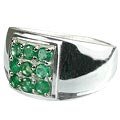 MTristaN Mens Emerald and Pure Sterling Silver Ring