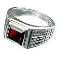MTristaN Mens Art Deco Garnet and Pure Sterling Silver Ring
