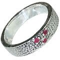 MTristaN Mens Textured Ring Ruby