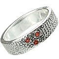 MTristaN Mens Textured Ring Garnet