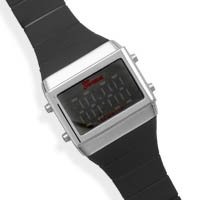 Fashion Watch with Black Rubber Band and LED Face